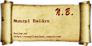 Nuszpl Balázs névjegykártya